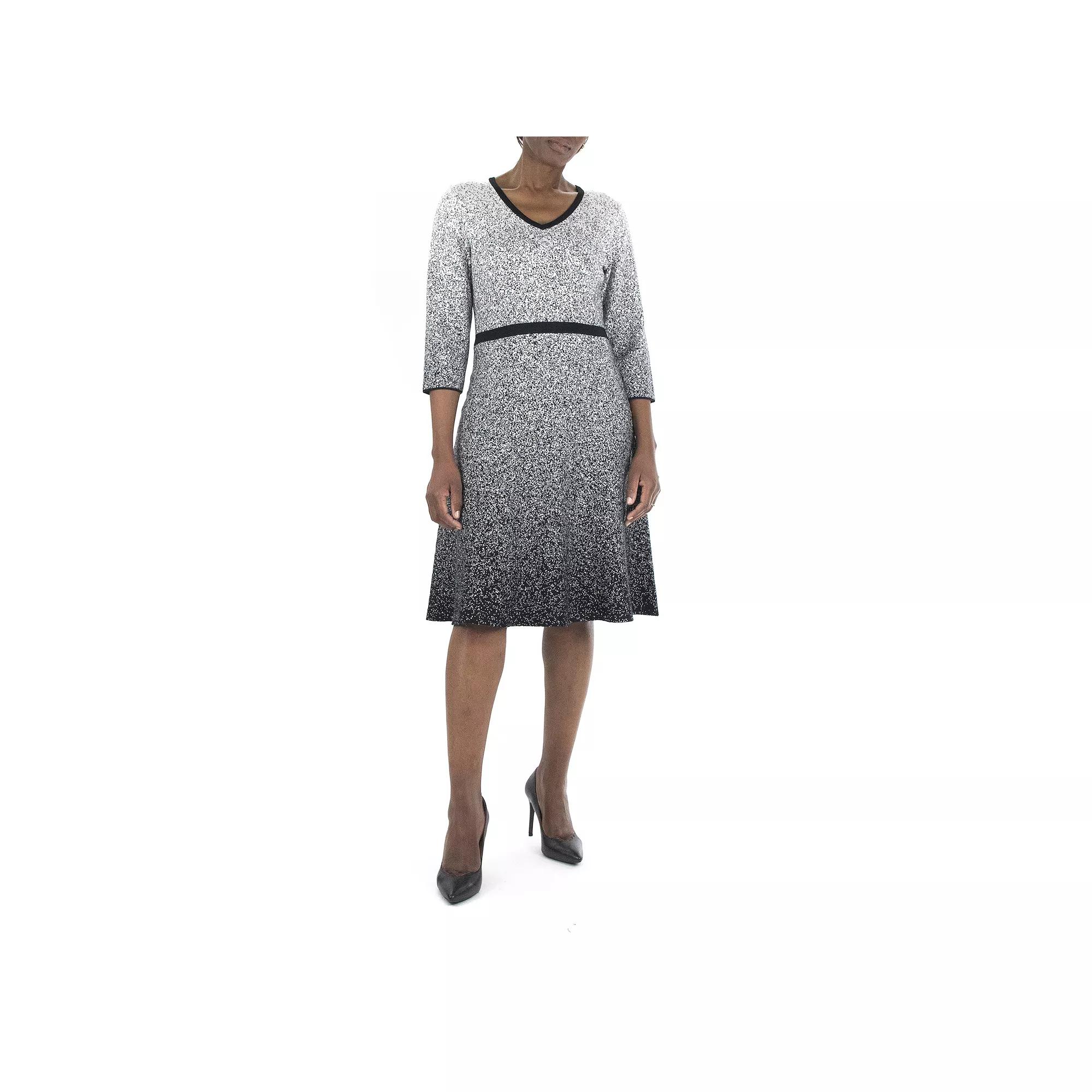 Women's Nina Leonard Ombre Sweater Dress, Size: Medium, Black Product Image