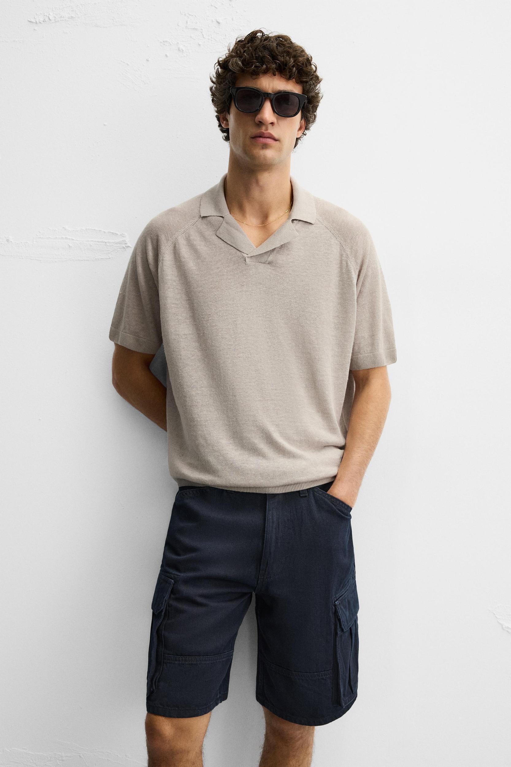 LINEN KNIT POLO SHIRT Product Image
