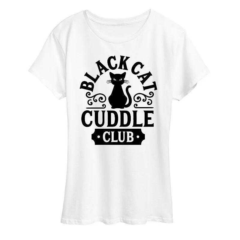 Women's Black Cat Cuddle Club Halloween Tee, Girl's,  Product Image
