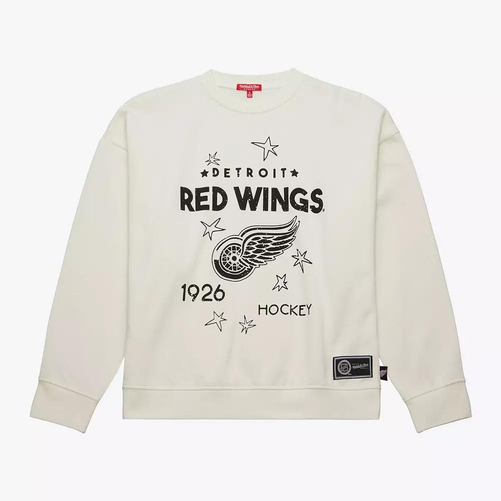 Women's Mitchell & Ness Cream Detroit Red Wings Logo 3.0 Pullover Sweatshirt,  Product Image