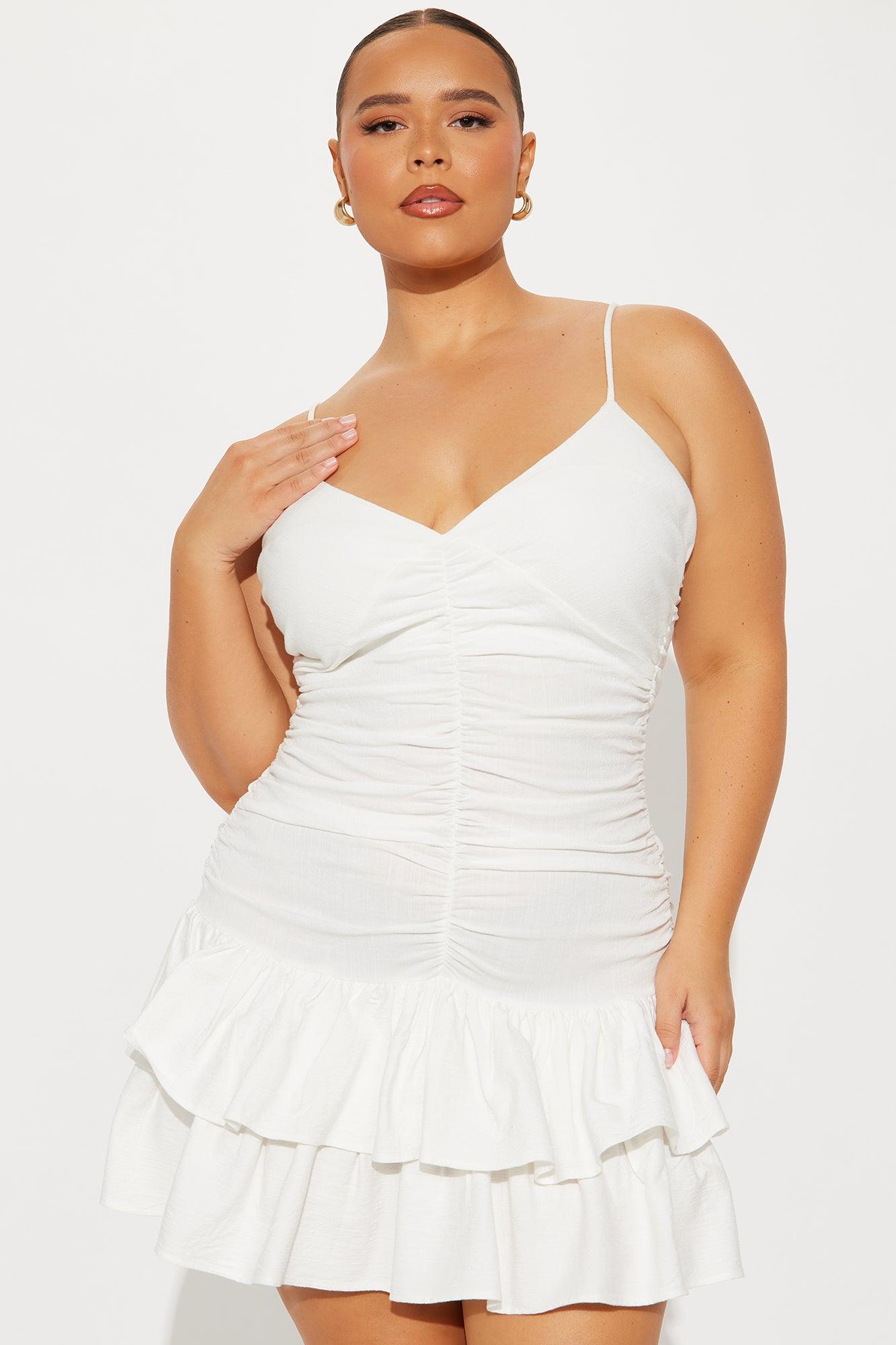 Charlise Stretch Linen Micro Mini Dress - White Product Image