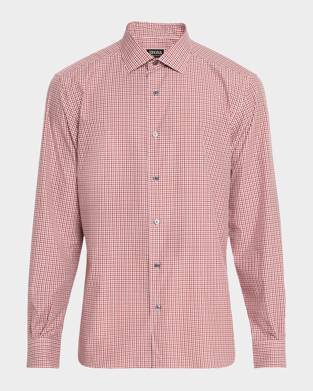 Men's Cotton Check Casual Button-Down Shirt Product Image
