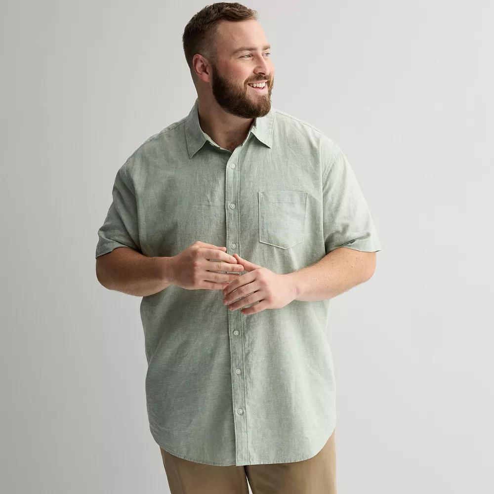 Big & Tall Sonoma Goods For Life Short Sleeve Perfect Length Linen Shirt, Mens Product Image