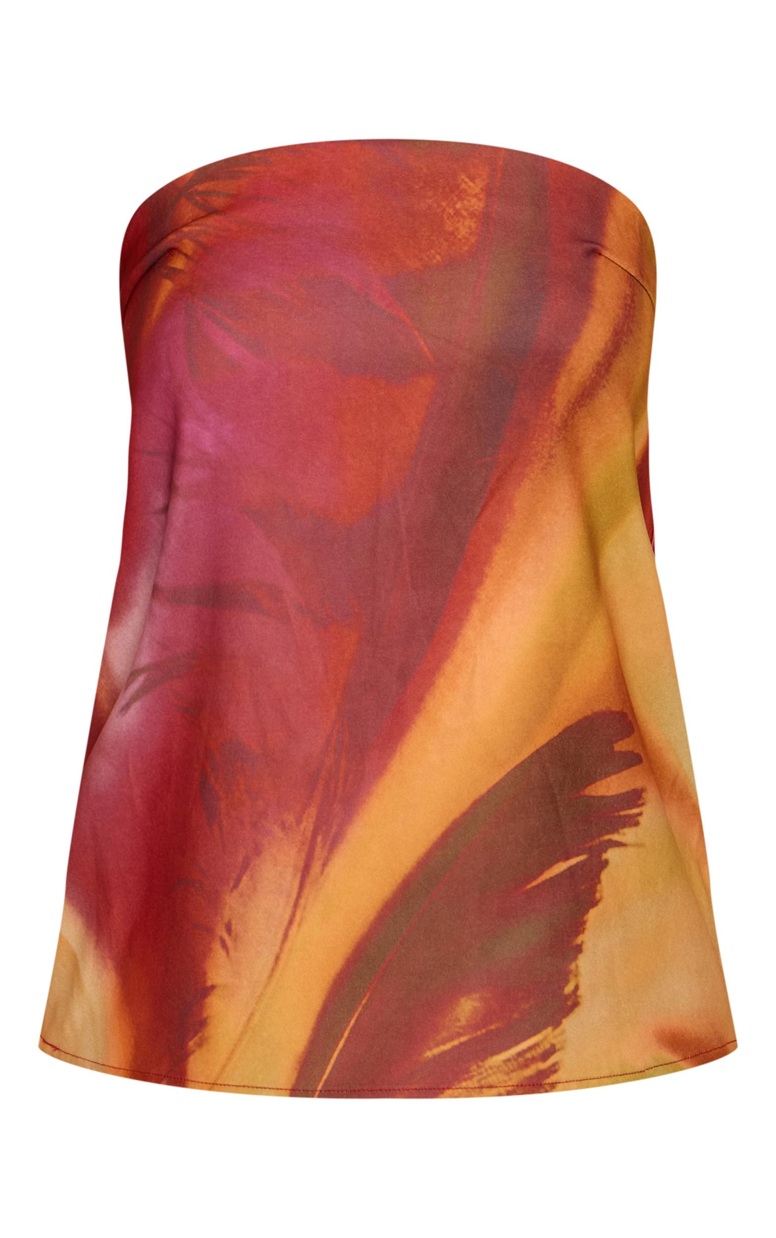  Multi Flower Print Woven Bandeau Top Product Image