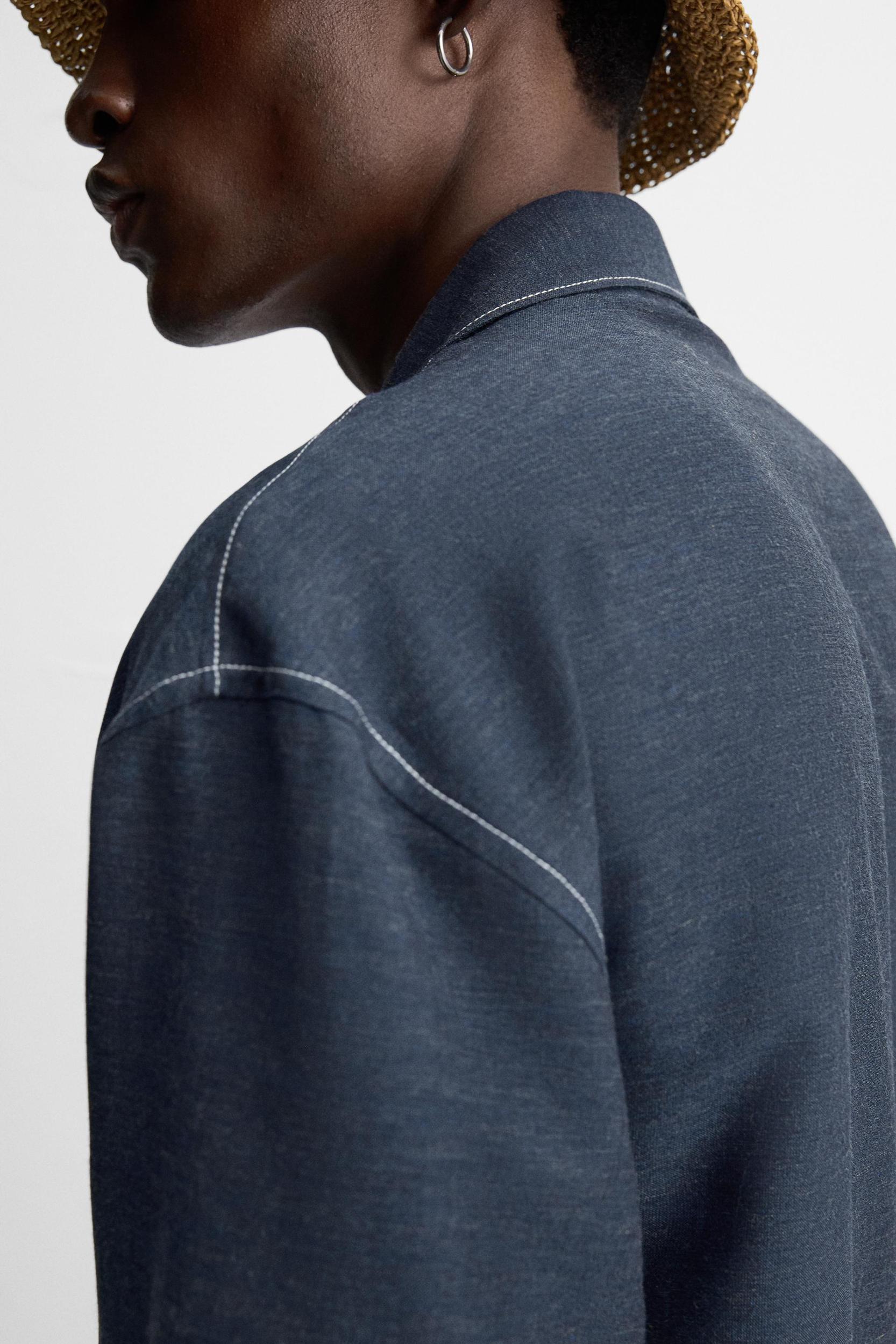 CONTRAST TOPSTITCHED SHIRT Product Image