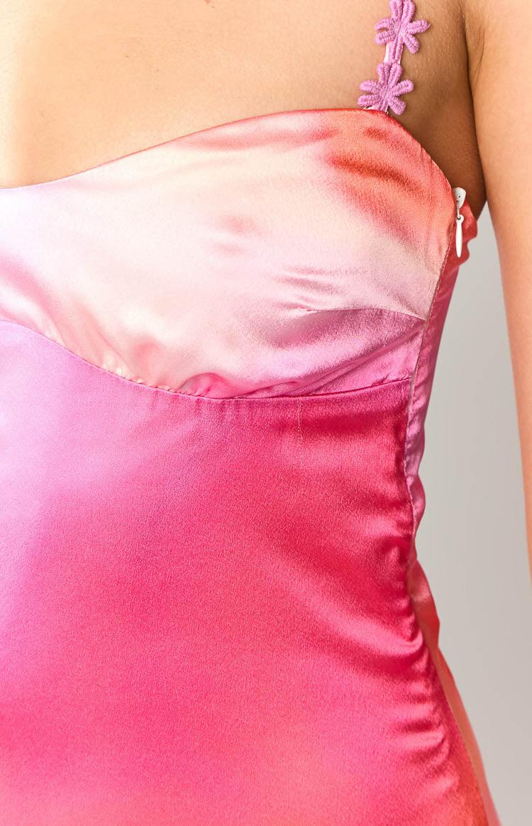 Marbelle Pink Print Satin Mini Dress Baby Product Image