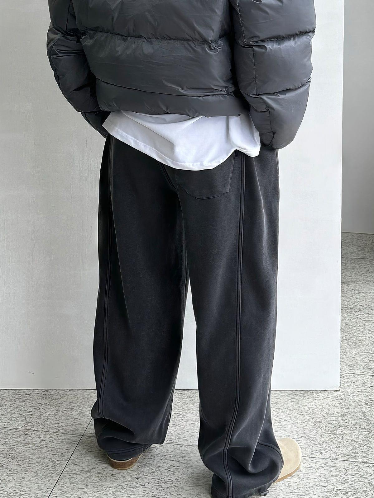 RT No. 12435 DARK GRAY ZIP LETTERED HOODIE & BAGGY SWEATPANTS Product Image