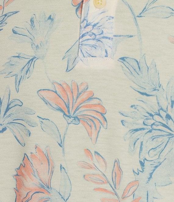 Rowm Rec + Relax Short Sleeve Petal Print Polo Shirt Product Image