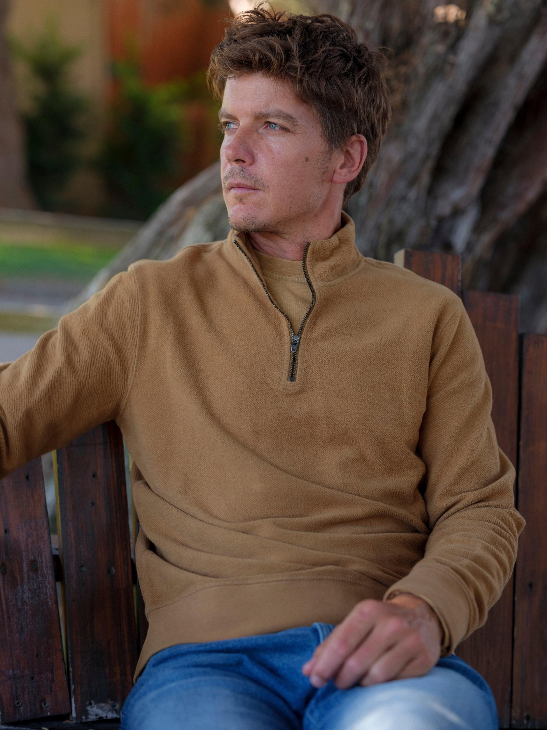 Dunlop Reverse 1/4 Zip - Tea Brown Product Image