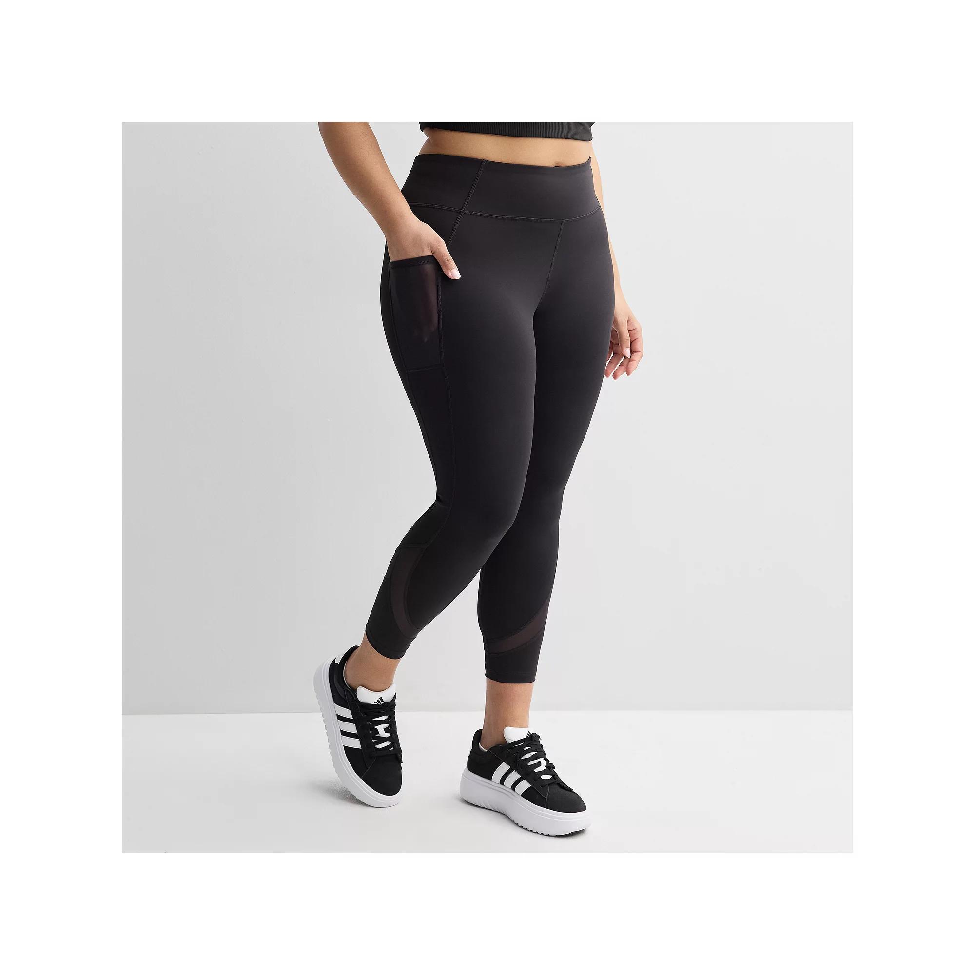 Plus Size Tek Gear® Ultrastretch Mesh Pieced 7/8 Leggings, Women's, Size: 4XL, Mineral Black Product Image