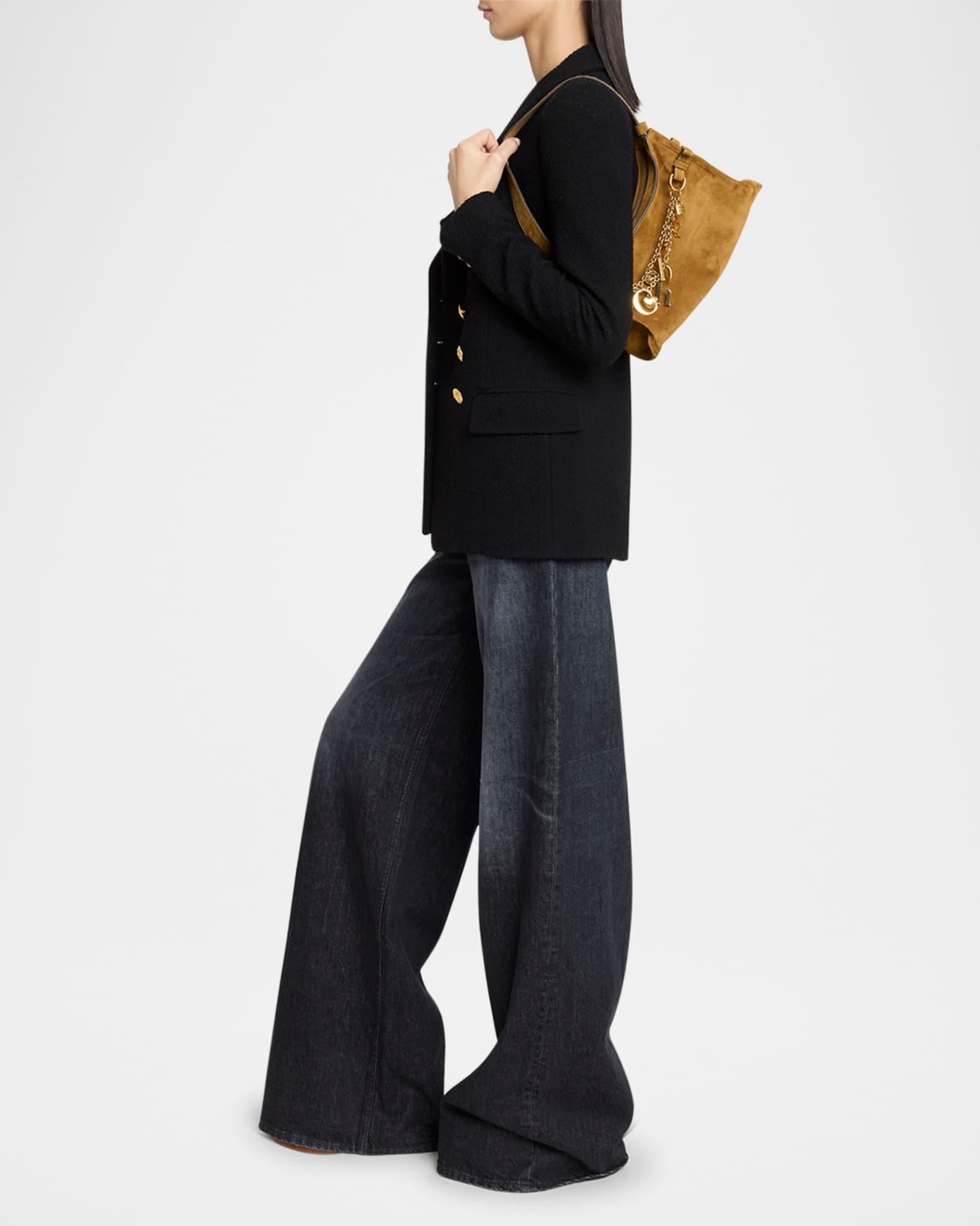 Logo Charm Hobo Bag in Suede  Product Image