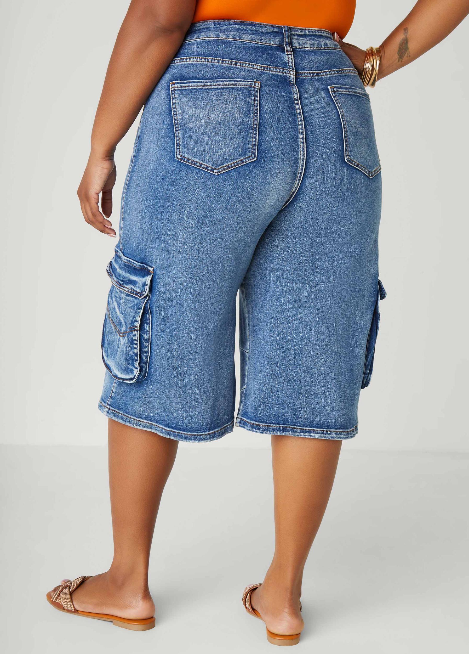 Stonewash Denim Cargo Shorts Product Image