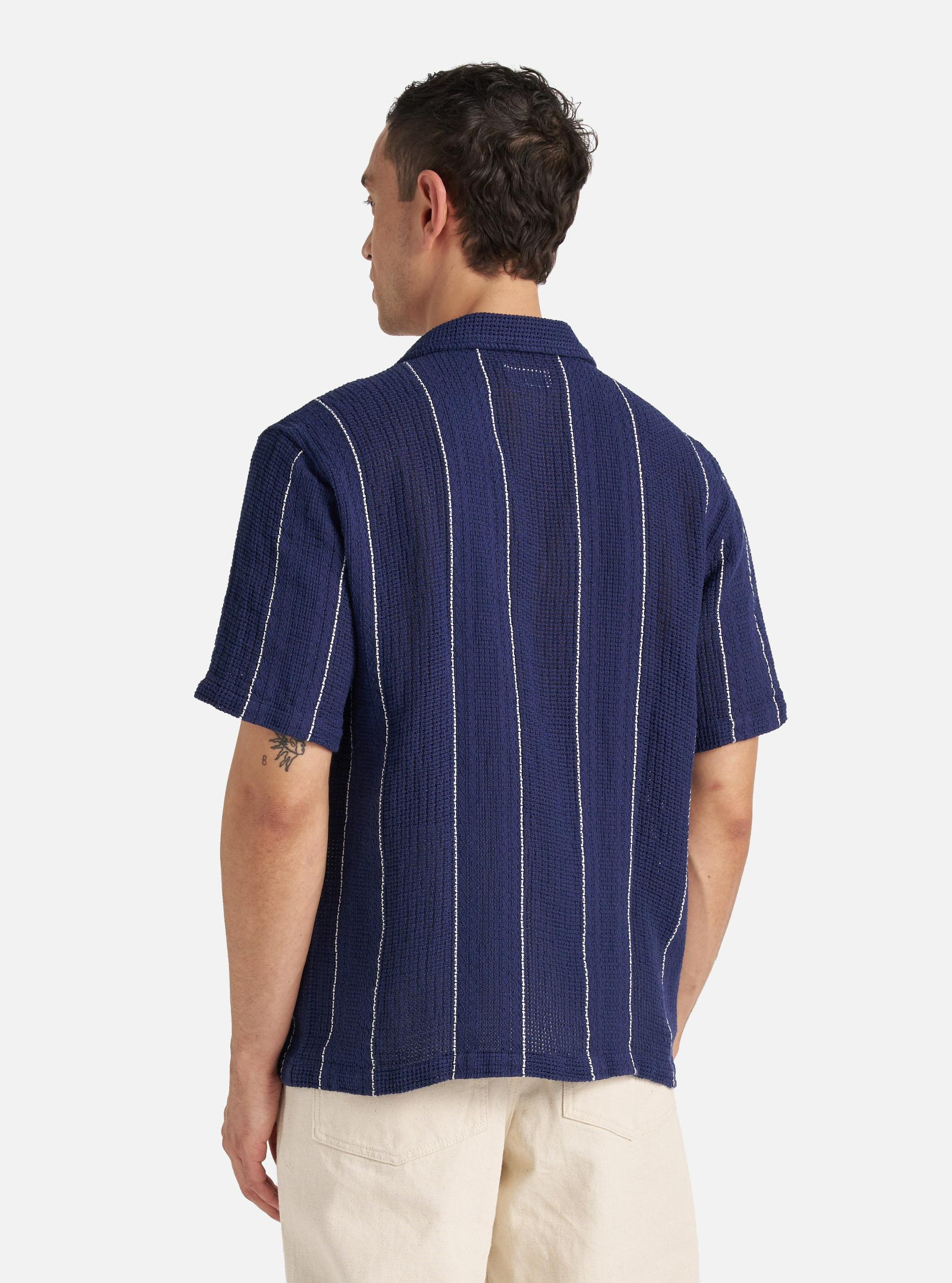 Navy Reef Stripe Cotton Road Shirt Product Image