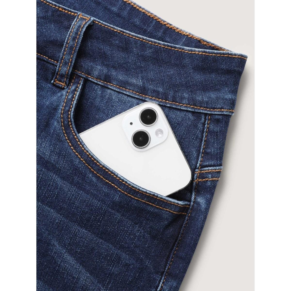 Plus Size Stretchy Butt-Lifting Skinny-Fit Jeans Women Midblue Leisure High stretch Slanted pocket Jeans BloomChic 22/3X Product Image