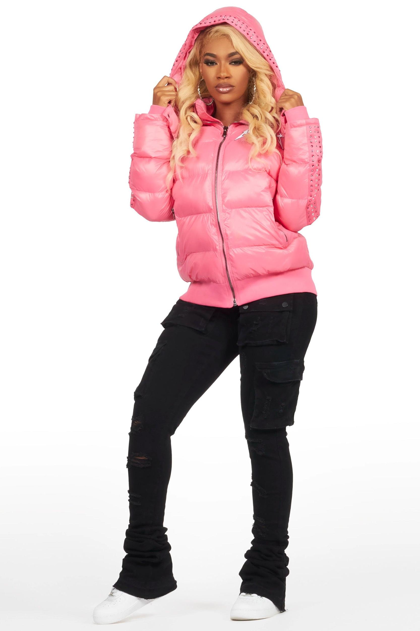 Banklee Pink Puffer Jacket Female Product Image
