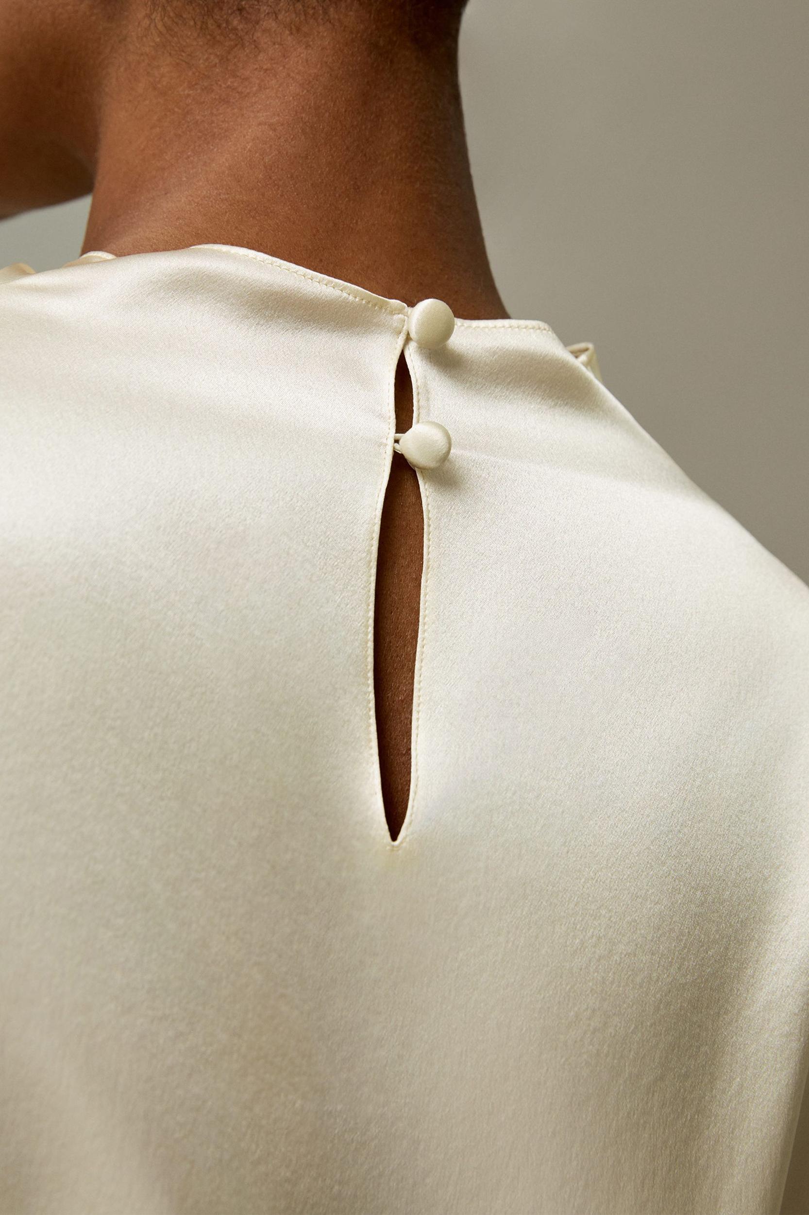Bell sleeves minimalist silk top Product Image
