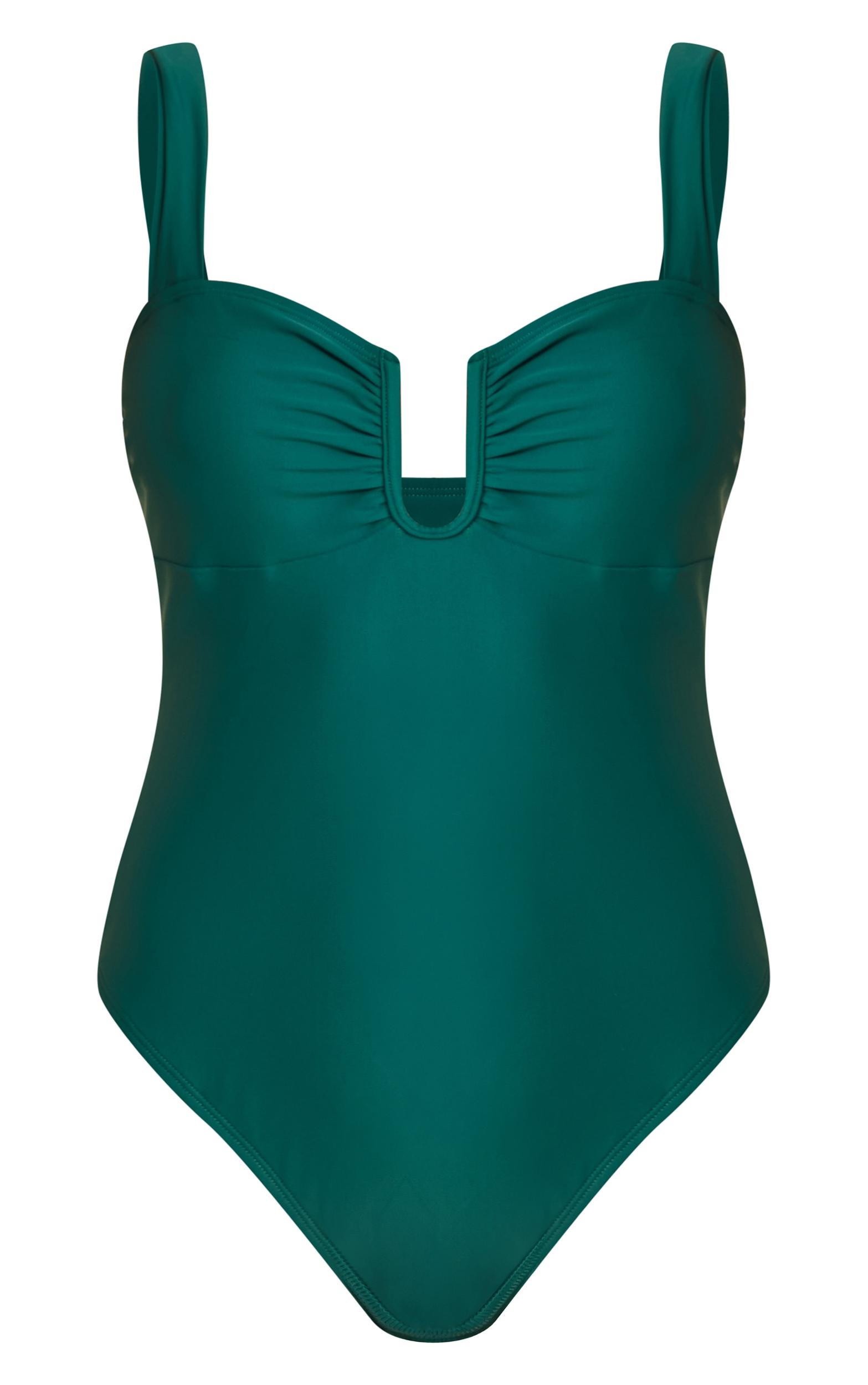 Teal Underwired U Bar Ruched Cup Swimsuit Product Image