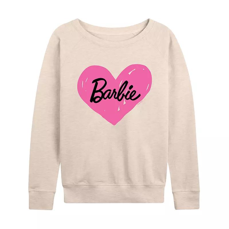 Womens Barbie Hand Painted Heart Logo French Terry Long Sleeve Tee, Girls Product Image