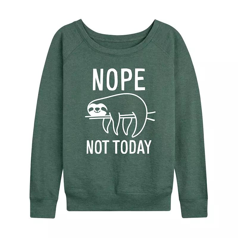 Women's Nope Not Today Sloth French Terry Long Sleeve Tee, Girl's,  Product Image