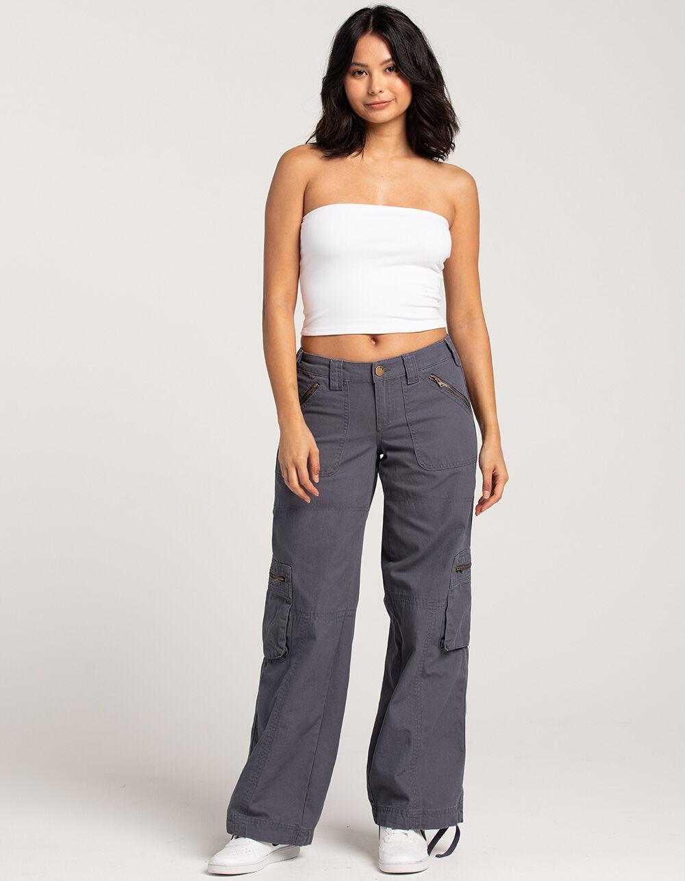 RSQ Womens Low Rise Overdye Cargo Zipper Pants - FADED NAVY Product Image