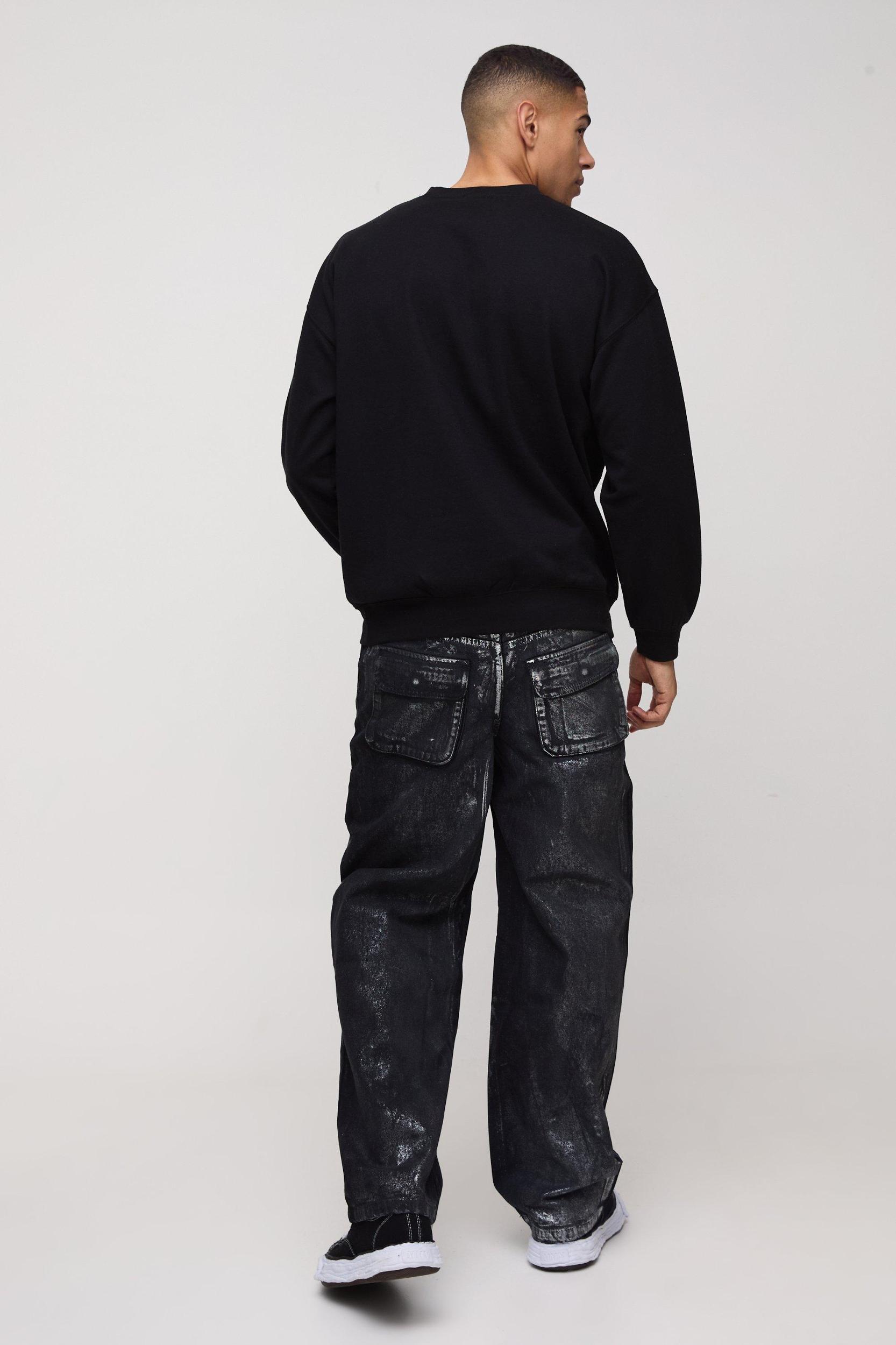 Oversized Western Metallic Graphic Sweatshirt | boohooMAN USA Product Image