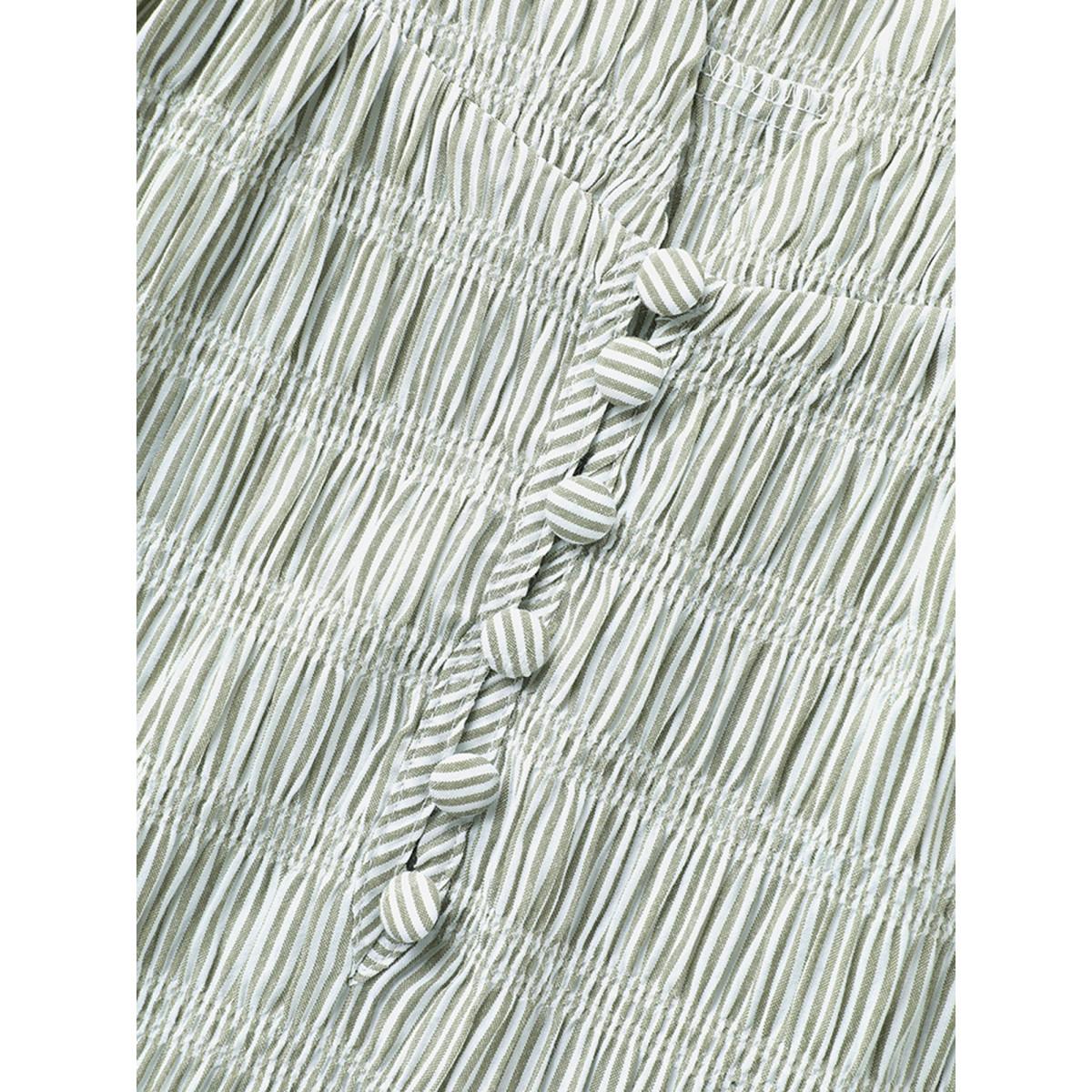 Plus Size Greenbean Cotton Half-Open Striped Solid Blouse Women Office Short sleeve Flat collar with V-notch Office Blouses BloomChic 22-24/3X Product Image