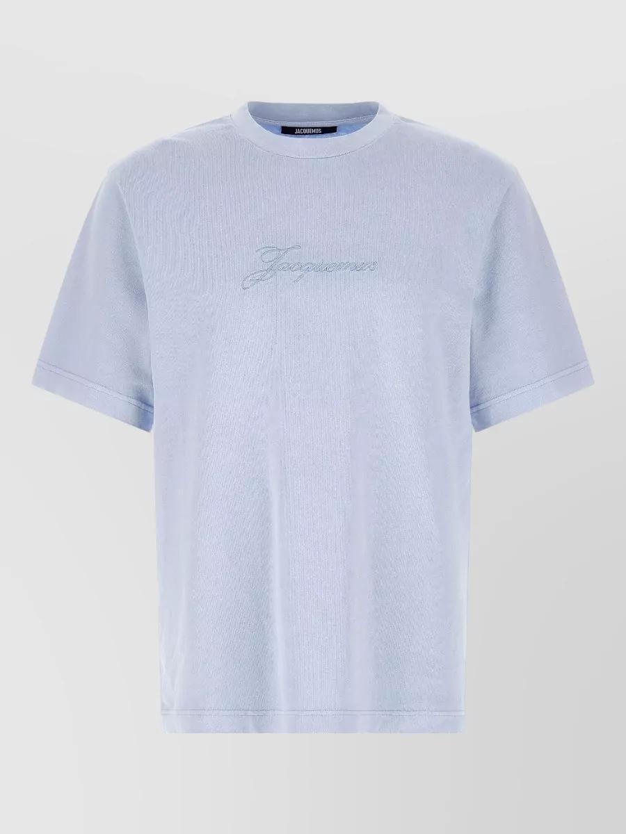 JACQUEMUS Mens Blue Pigmento Log-embroidered Cotton T-shirt Xl Product Image