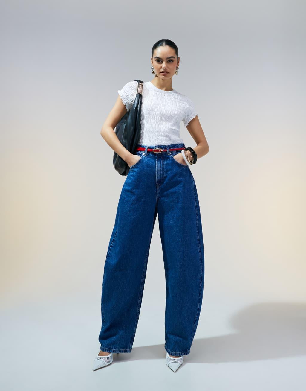 ASOS DESIGN shirred t-shirt in white Product Image