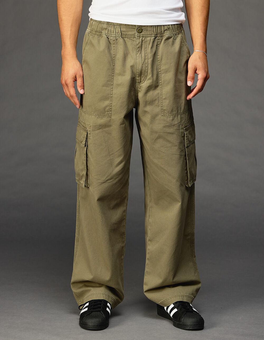 RSQ Mens Loose Cargo Pull On Pants - DARK OLIVE Product Image