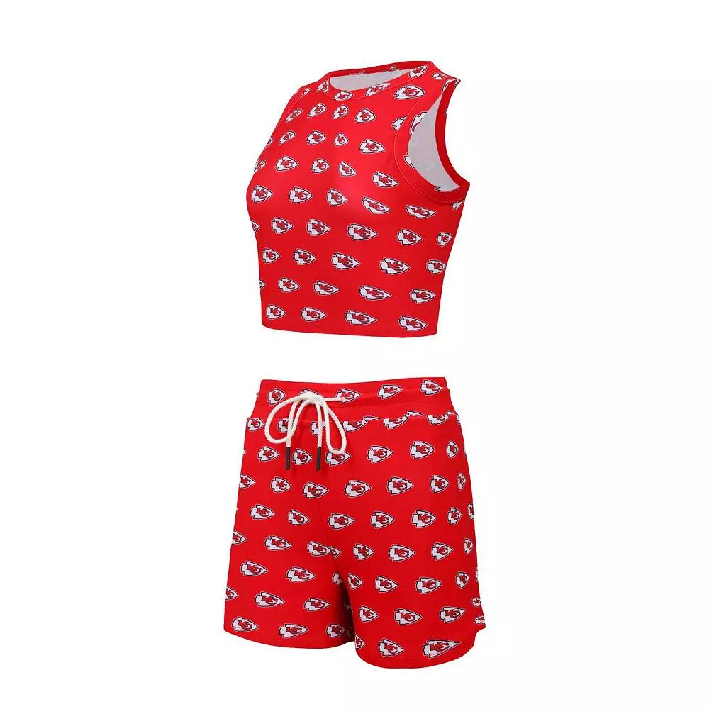 Women's Concepts Sport Kansas City Chiefs Gauge Allover Print Cropped Tank Top & Shorts Sleep Set, Size: Large, Red Product Image