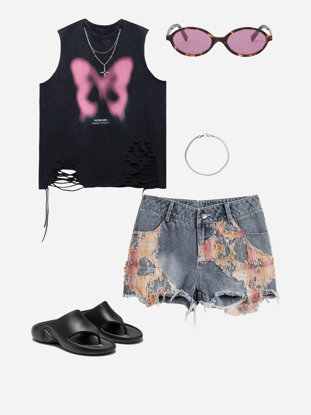 Aelfric Eden Heavy Craftsmanship Lace Crop Jorts Female Product Image