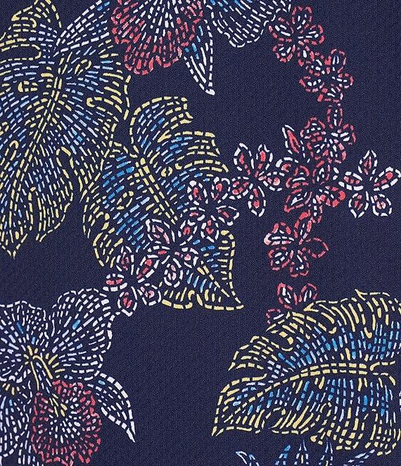 Caribbean Big & Tall Neon Leaf Print Performance Stretch Short Sleeve Polo Shirt Product Image