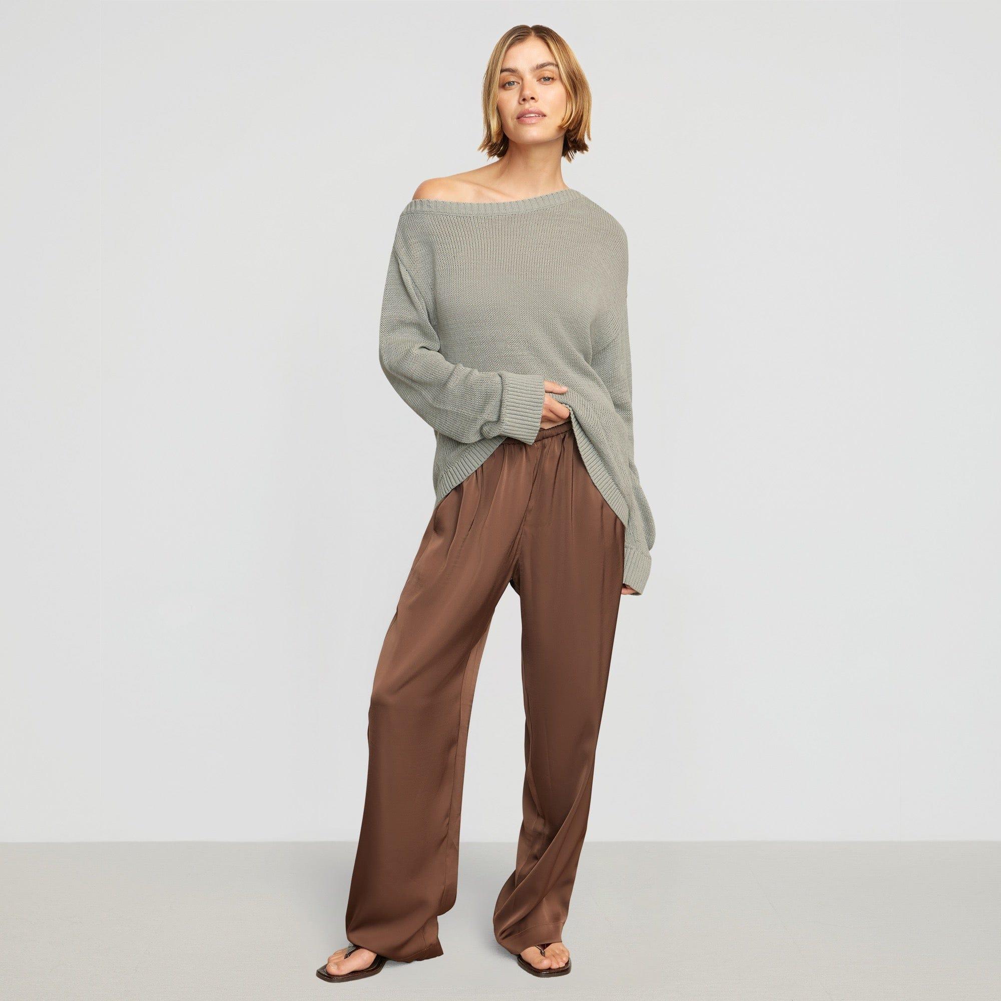 Dana Stretch-Waist Satin Pant Product Image