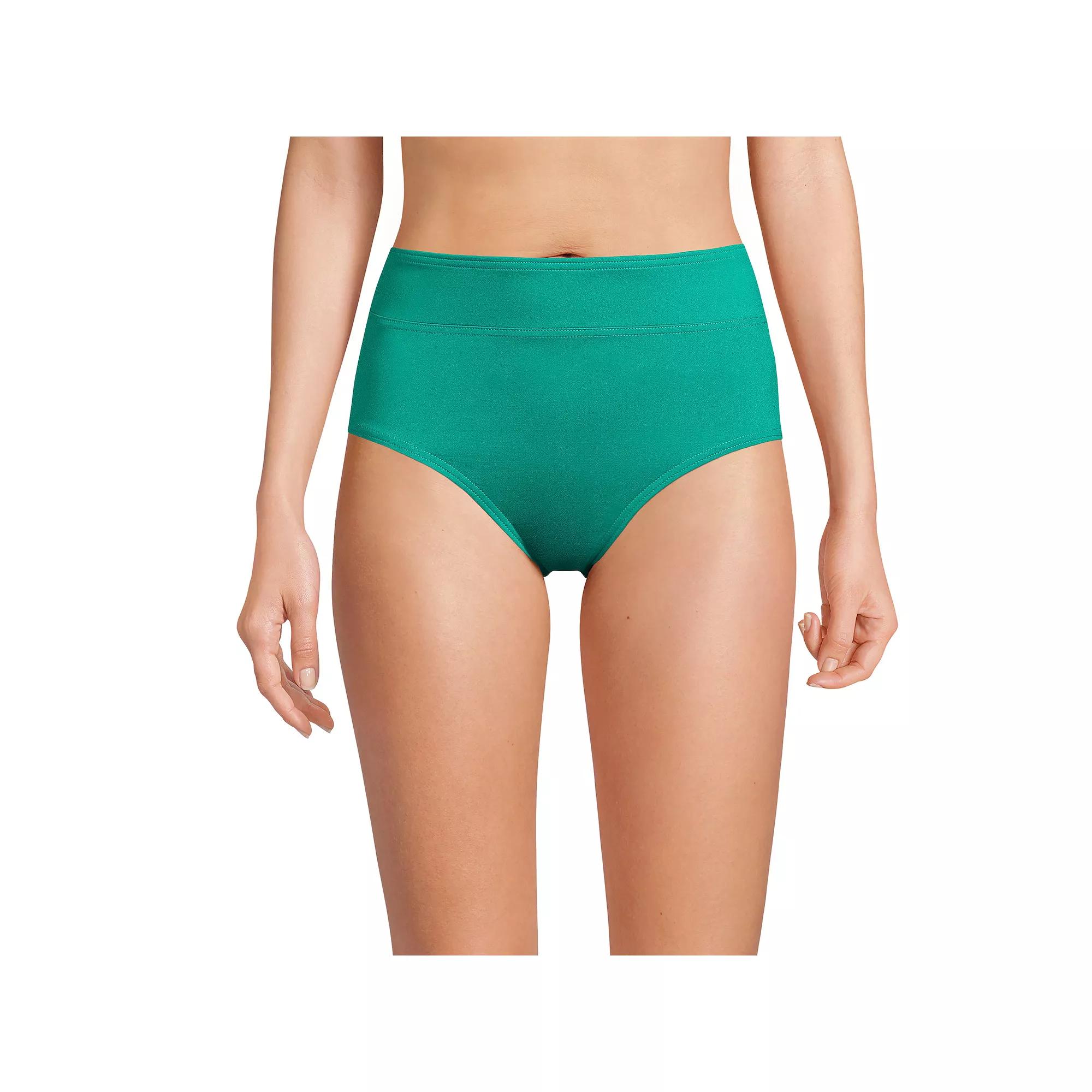Women's Lands' End Retro Tummy Slimmer High-Waist Bikini Bottoms,  Product Image