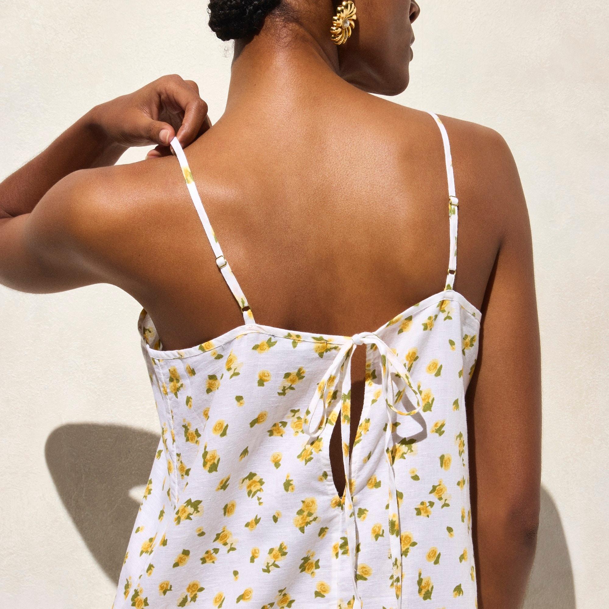 Linen-cotton blend tie-back midi dress Product Image