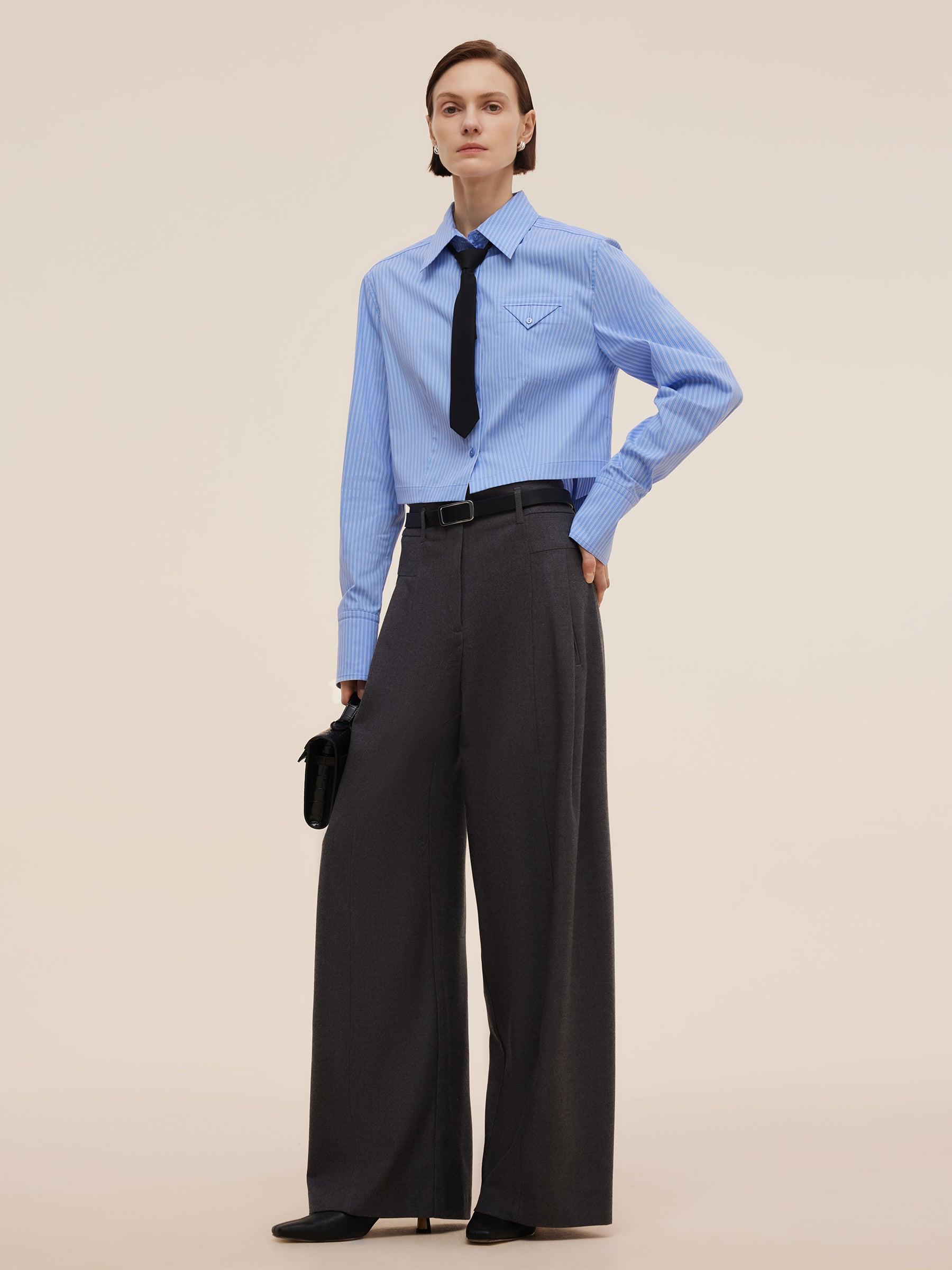 Wool Blend Women High Waisted Wide Leg Pants Product Image