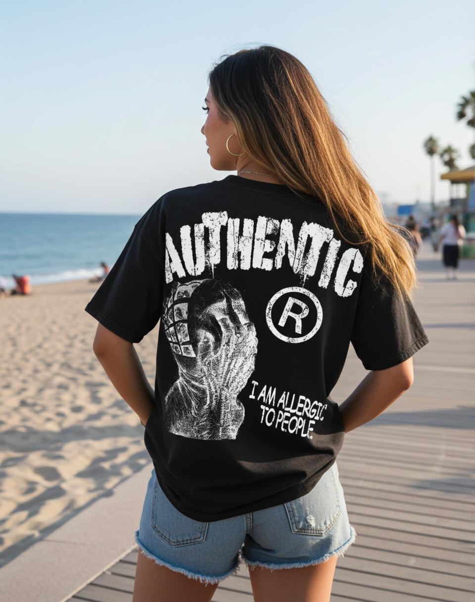 Sopula Vintage I Am Allergic To People Graphics Print Cotton T-shirt Product Image