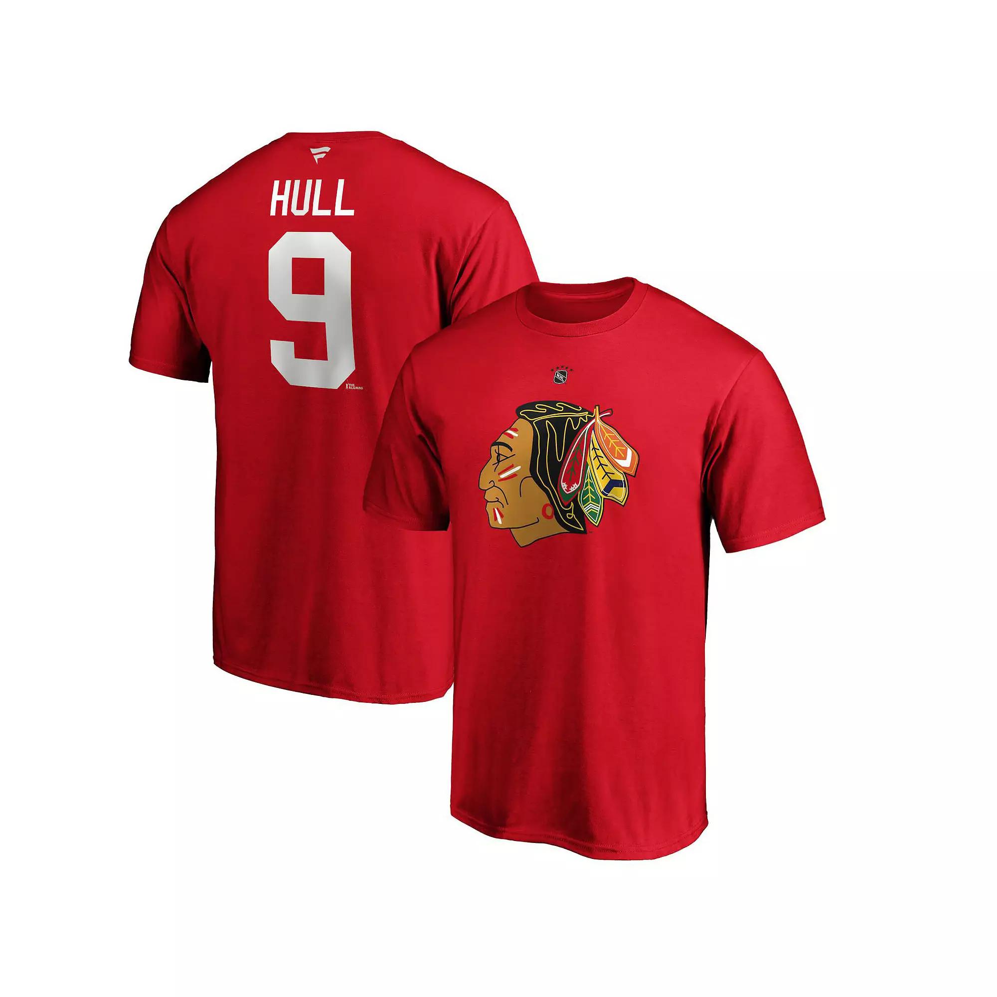 Men's Fanatics Branded Bobby Hull Red Chicago Blackhawks Authentic Stack Retired Player Name & Number T-Shirt,  Product Image
