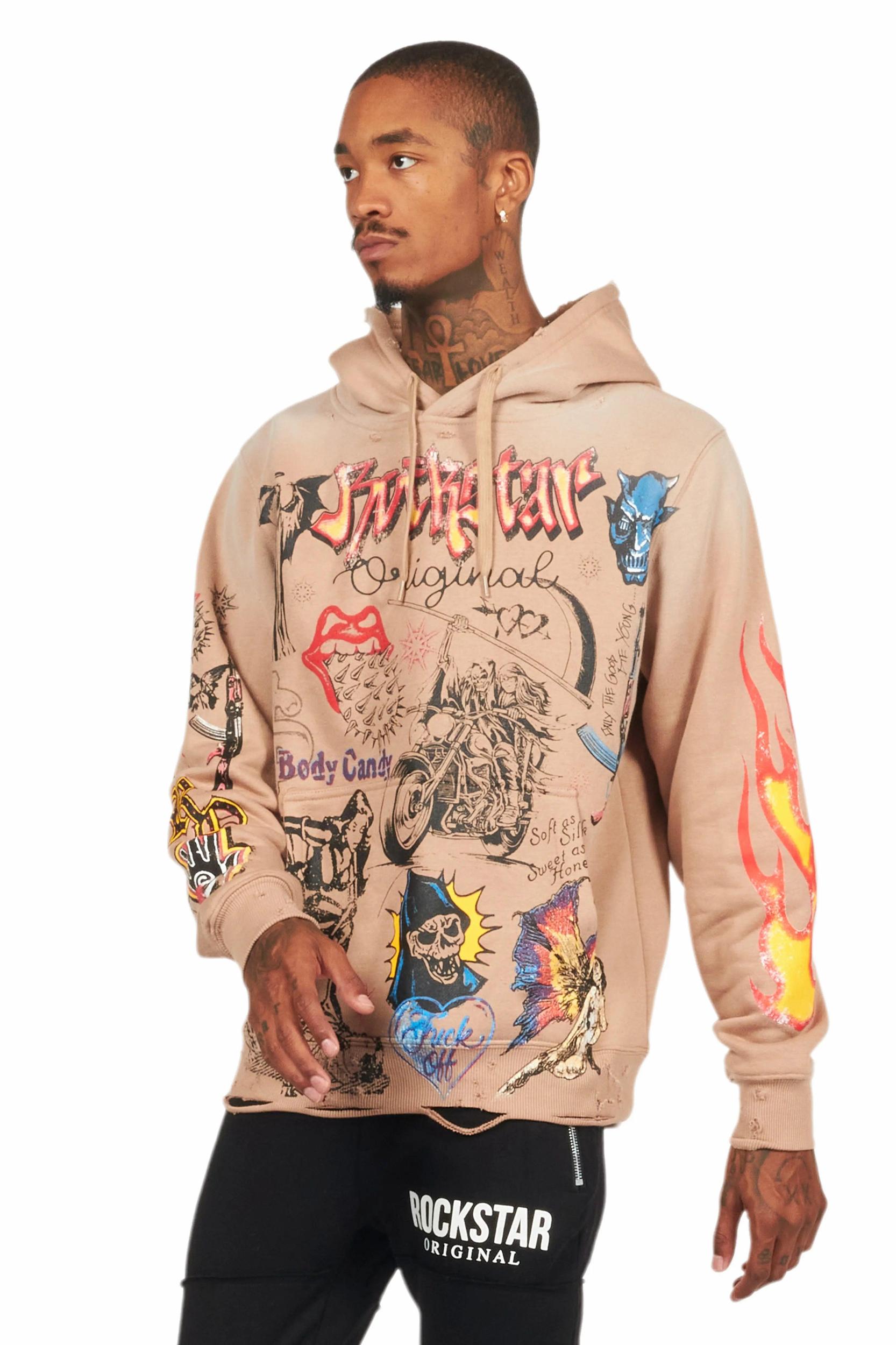 Daisia Beige Oversized Hoodie Female Product Image