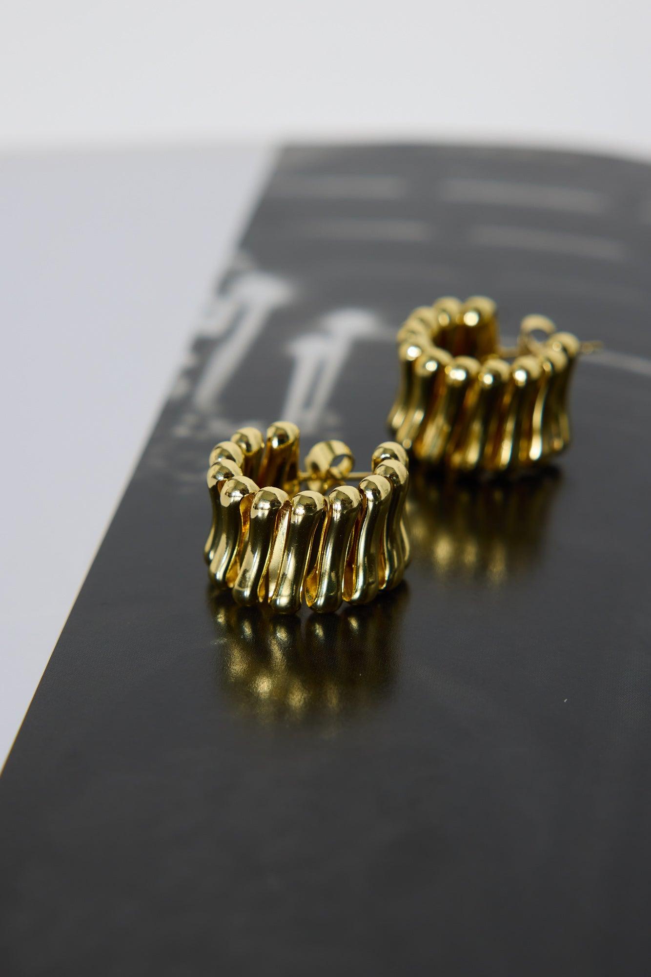 18k Gold Plated Beach Promenade Earrings Gold Product Image
