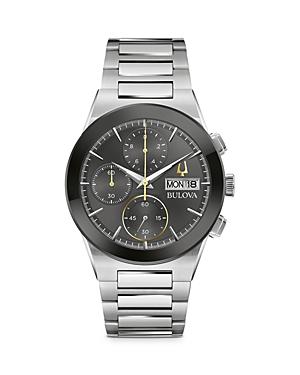 Bulova Mens Millennia Grey Stainless Steel Blue Chronograph Dial Bracelet Watch - 98C143 Gray Product Image