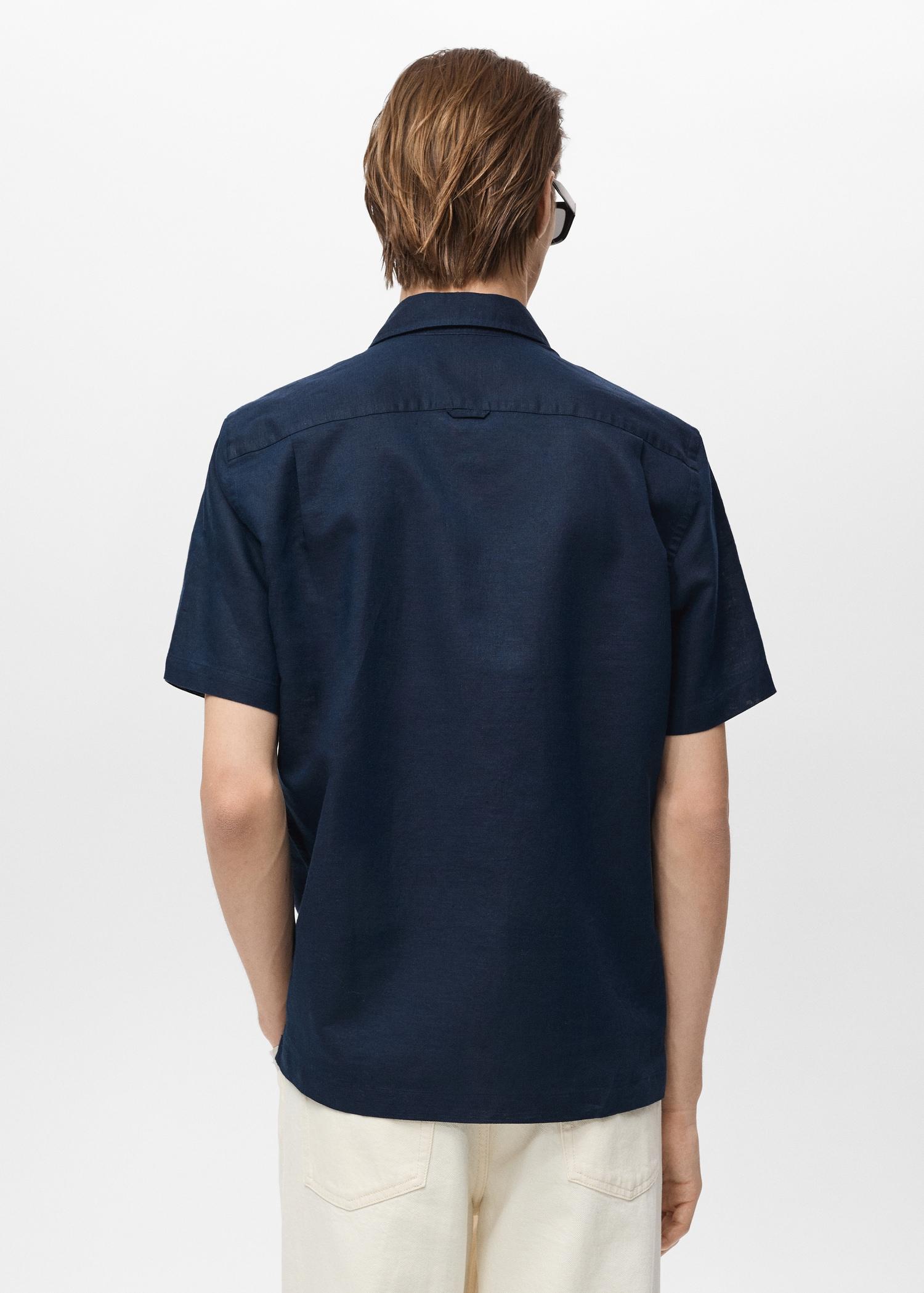 Short sleeve linen-blend shirt - Men | MANGO USA Product Image