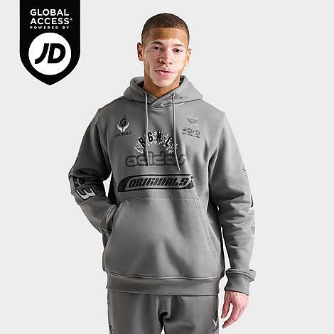 Mens adidas Originals Trefoil Essentials Moto Fleece Pullover Hoodie Product Image