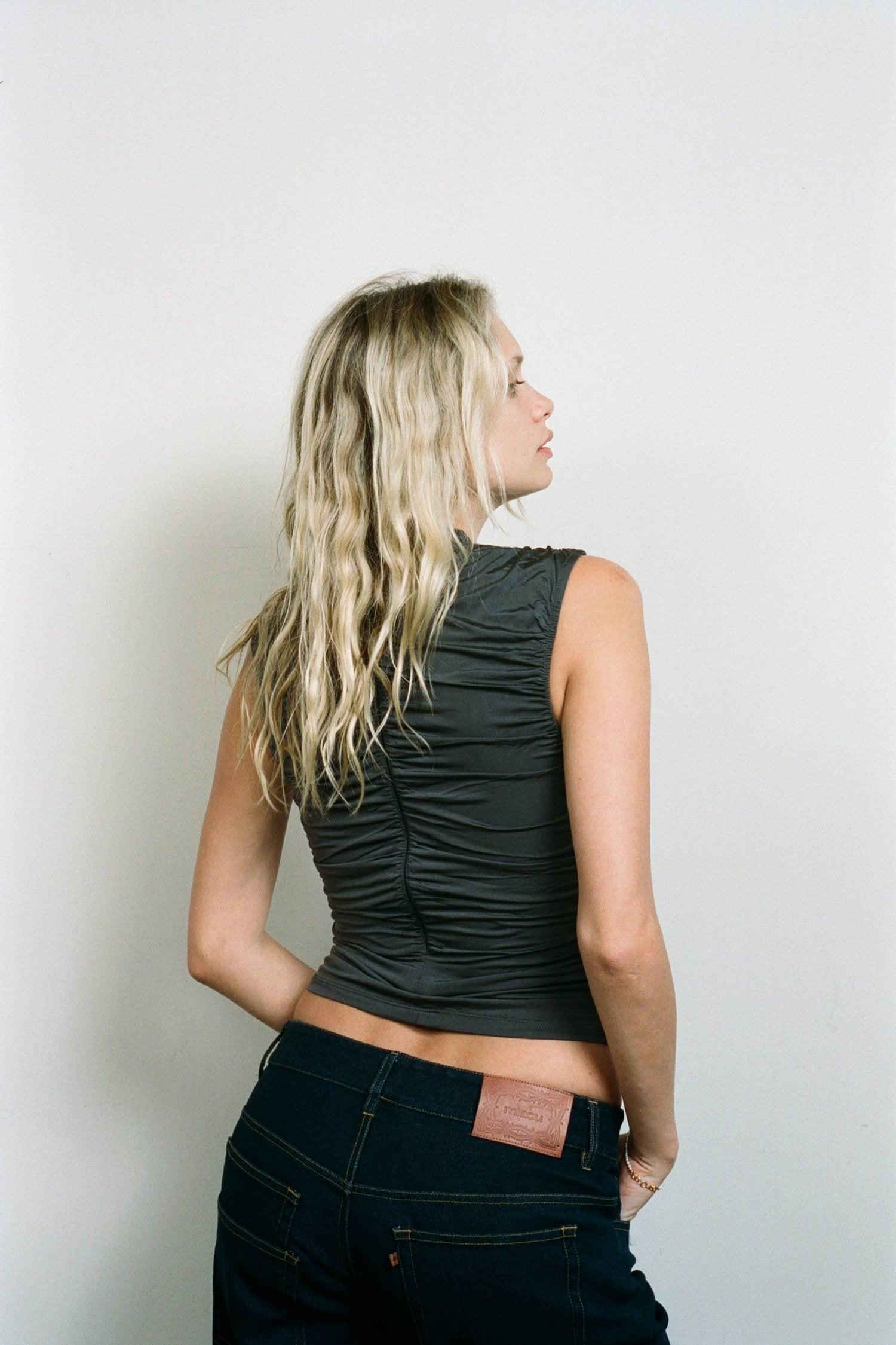 CAM TOP - SLATE VEGAN SILK Product Image