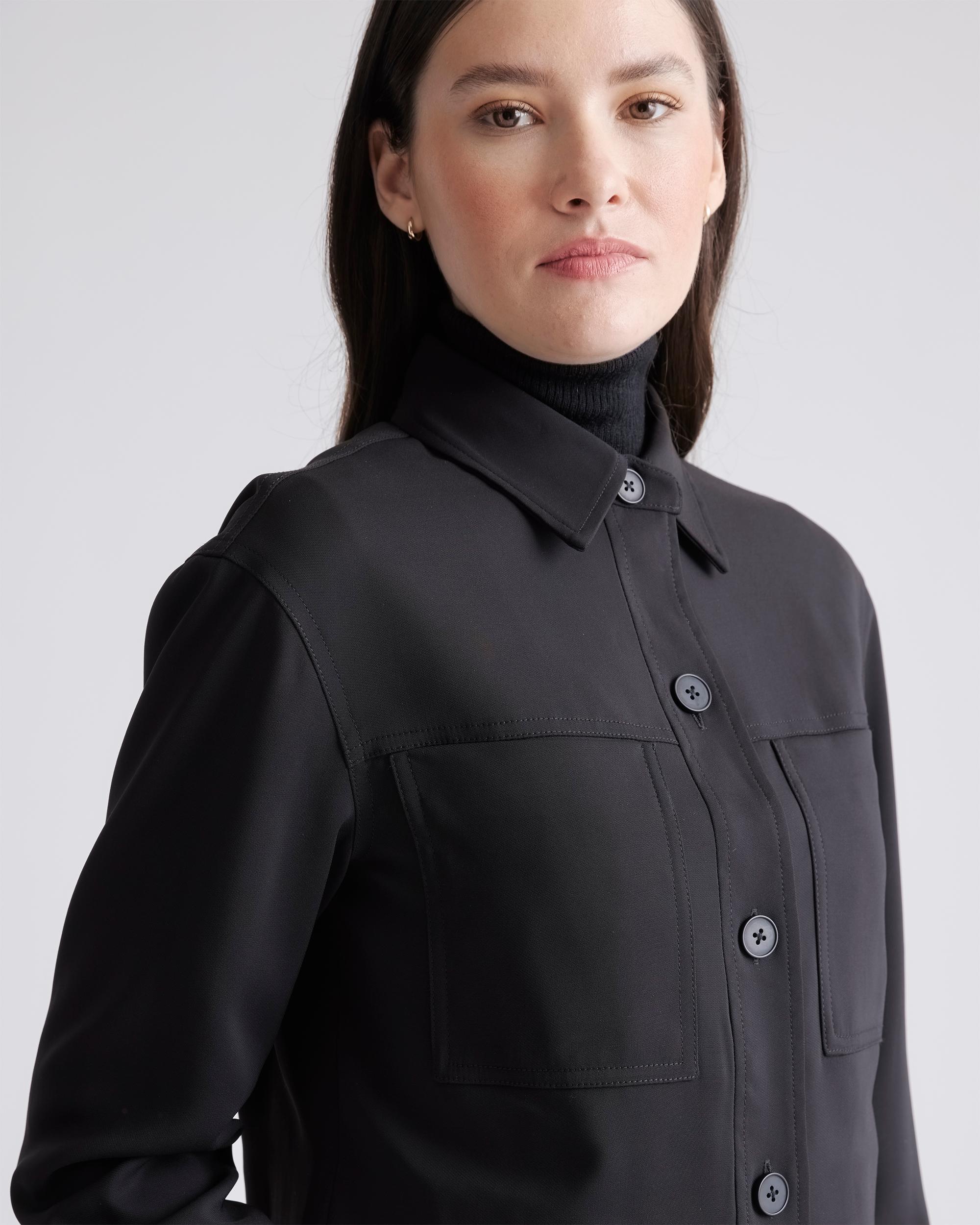 Quince | Women's Stretch Crepe Cropped Jacket Recycled Polyester / Spandex Product Image