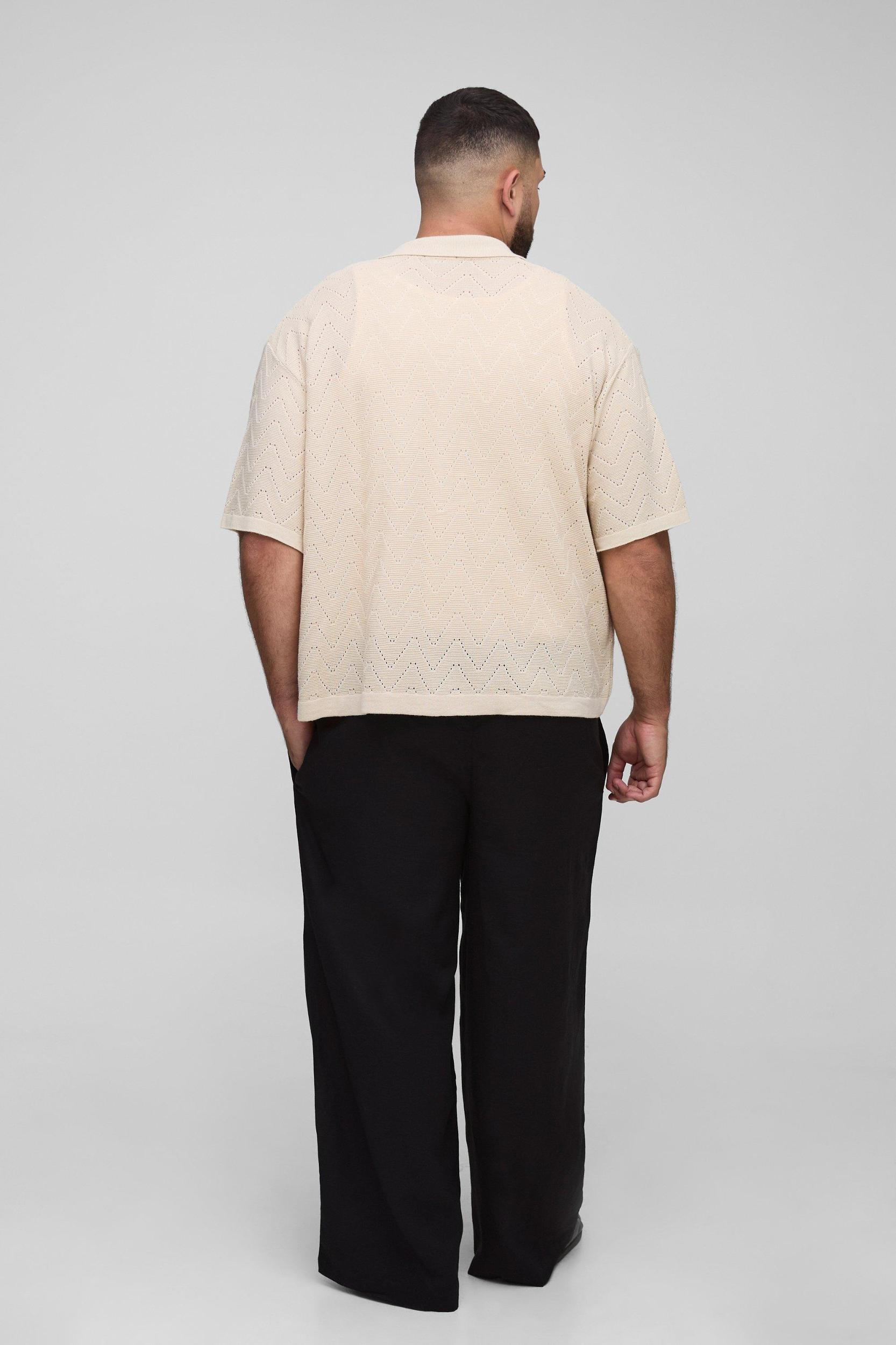 Plus Linen Look Elasticated Waist Baggy Pants | boohooMAN USA Product Image