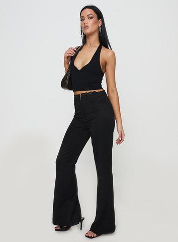 Stellina Slim Fit Flared Pants Black Product Image