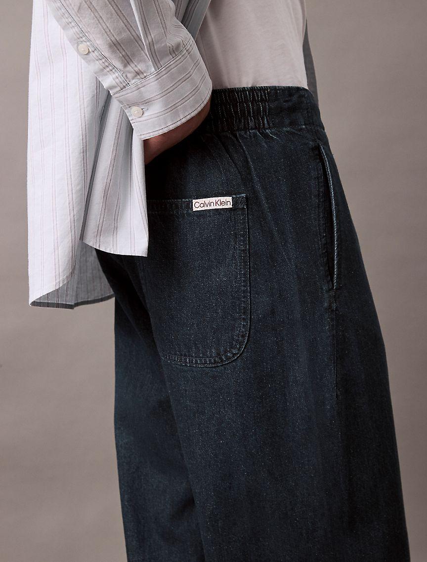 Linen Cotton Denim Pull-On Pants Product Image
