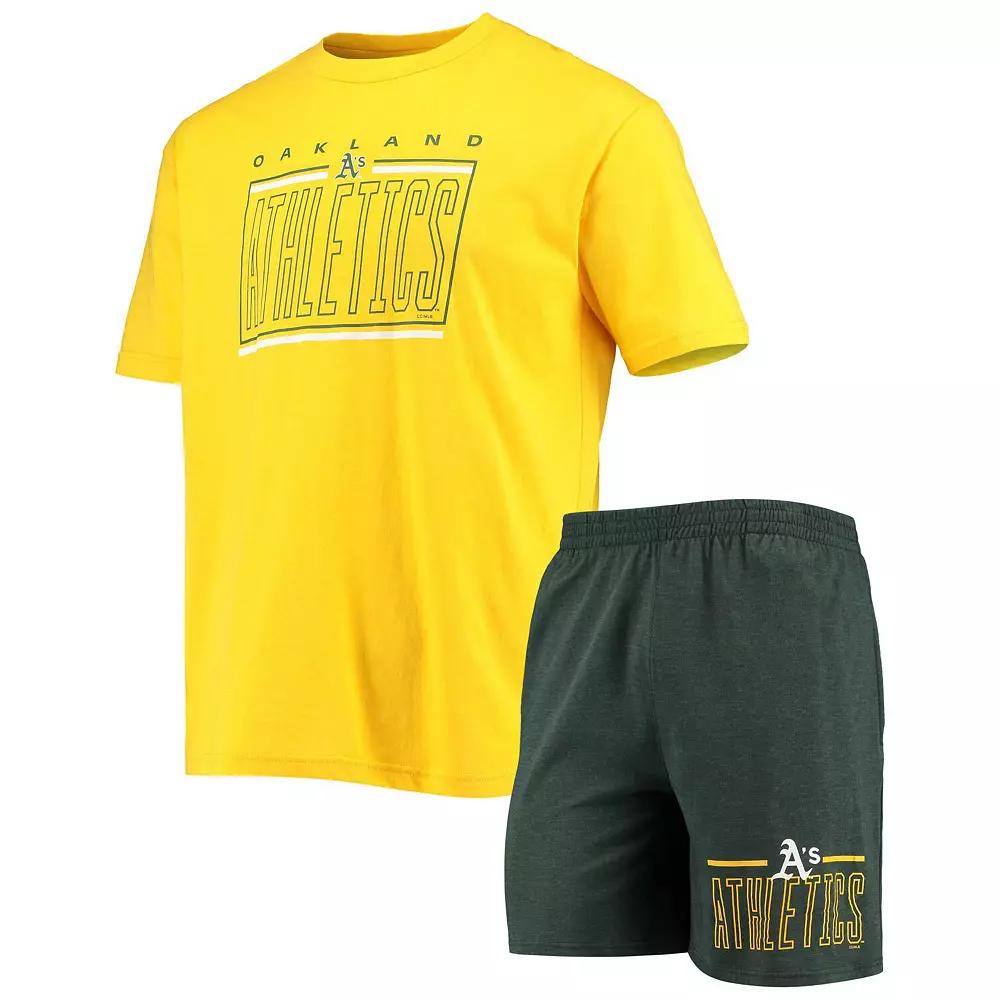 Men's Concepts Sport Green/Gold Oakland Athletics Meter T-Shirt and Shorts Sleep Set,  Product Image