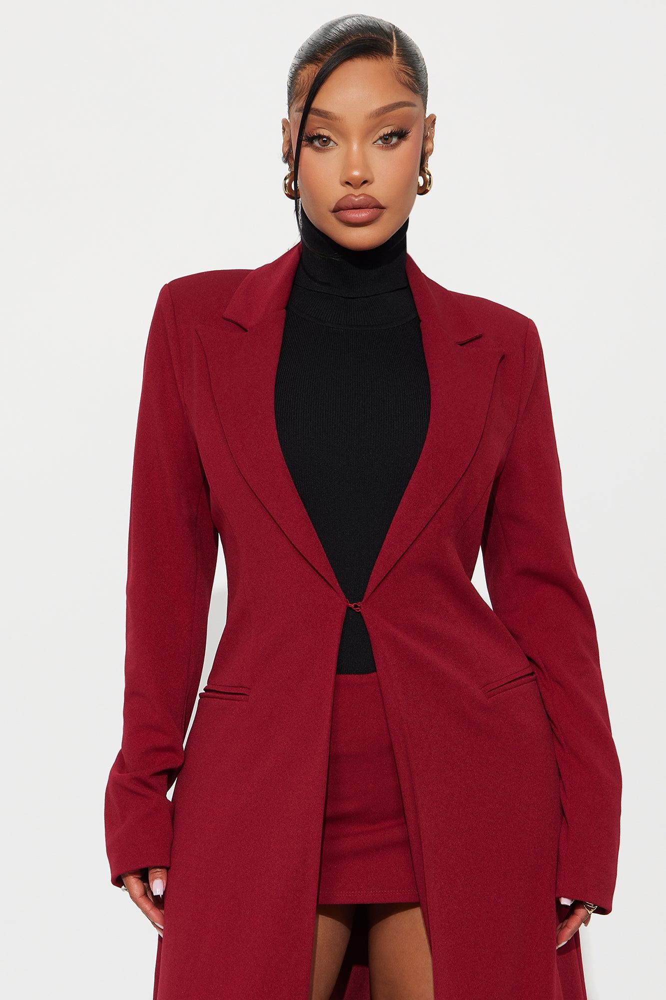 Feeling Regal Crepe Coat - Wine Female Product Image